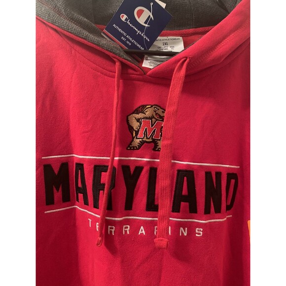 Champion Men's Sweatshirt Hoodie Size XXL Maryland Terrapins Red Black - Picture 4 of 8